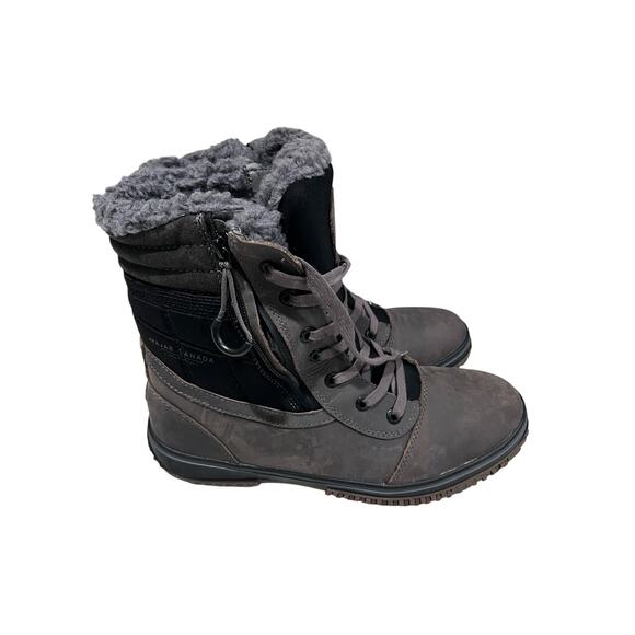 Pajar Canada Men’s 11 Waterproof Insulated Winter Boots Gray Leather Sherpa Line